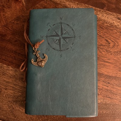 Leather Bound 150 Kraft Page 6x4 Journal Anchor Marker Embossed with a Compass-image