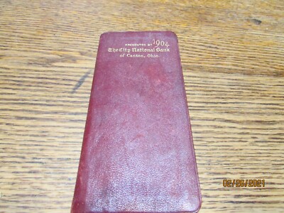 VINTAGE LEATHER BOUND MEMO BOOK CITY NATIONAL BANK CANTON GILT EDGED PAGES 1904-image