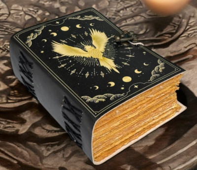 400 Page Large Phoenix  Vintage Handmade leather Journal Grimoire Fat journal-image