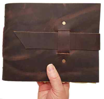 Vintage Leather Photo Album Scrapbook Genuine 4x6 5x7 Handmade Rustic Antique-image