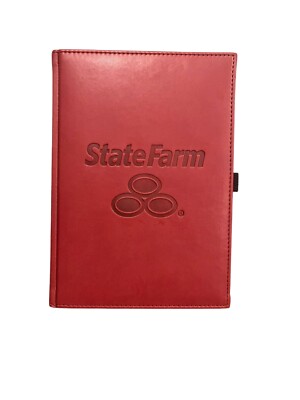 Vintage RARE State Farm Red Leather Bound Journal Notebook Item #8029 Ledger OS-image