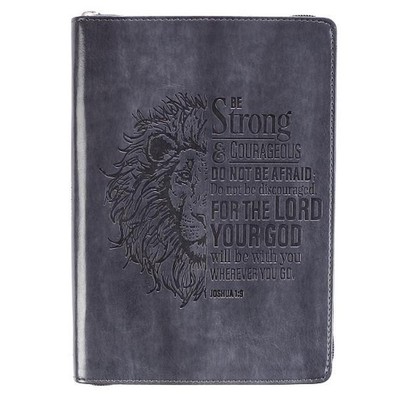 Strong & Courageous Classic Lux-Leather Zip Journal (English) Leather Book-image