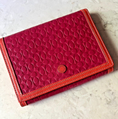 NEW COACH Photo Album Open Box Red/PINK  Orange Logo Leather Case 6