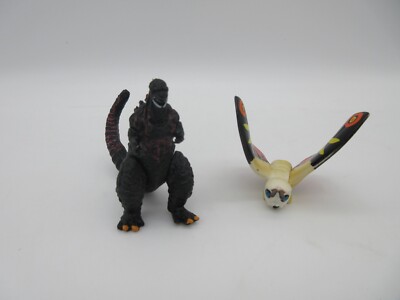 Lot of 2 Figures RED GODZILLA & MOTHRA Mini Figures ~2.25