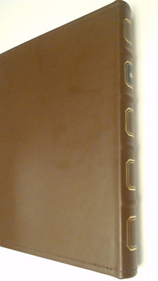 Stitched Brown Leather Book Bound Photo Album with Gilt Lettering 13 Inches-image