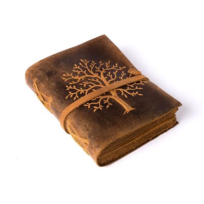Lined Vintage Leather Journal | Tree of Life embossed Journal 8 