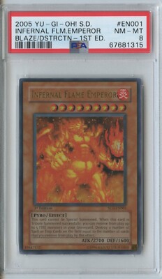 2005 Yu-Gi-Oh! Infernal Flame Emperor 1st Edition Ultra Rare SD3-EN001 PSA 8-image
