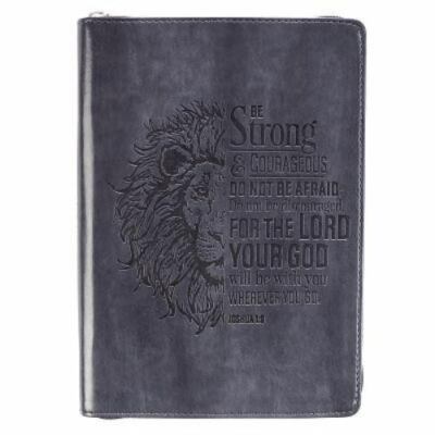Strong & Courageous Classic Lux-Leather Zip Journal (English) Leather Book-image