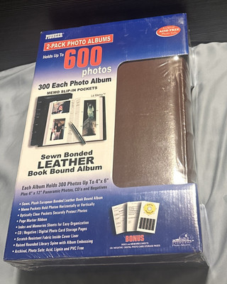 2 Pack Photo Albums Sewn Bonded Leather Bound Album Set Holds 600 Photos NIB-image