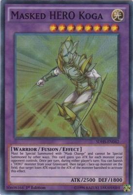 Masked HERO Koga - SDHS-EN042 - Super Rare - 1st Edition - Lightly Played-image