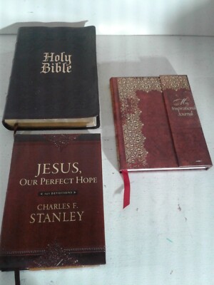 LOT 3 RELIGIOUS  BOOKS. CHARLES F. STANLEY DEVOTIONAL .A BIBLE &JOURNAL-image