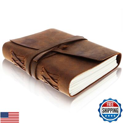 moonster Leather Journal Writing Notebook, Vintage Handmade Bound Notepad for-image