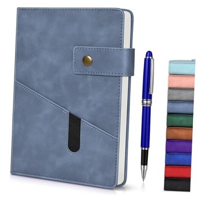 Blue A5 Lined Leather Journal Notebook for Men Women,5.9