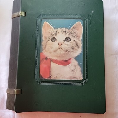 Webway Scrapbook Photo Album Green Cat Rare Vintage 9 X 11 Inches Dry Mount-image