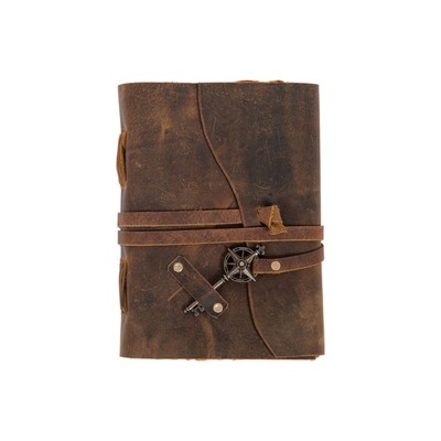 Vintage-Look  Leather Bound Journal with Key Handcrafted-image