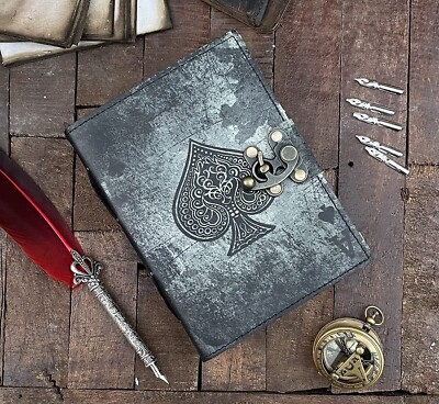 Ace Of Spade Vintage Leather Journal for Men and Women Leather Bound Notebook-image