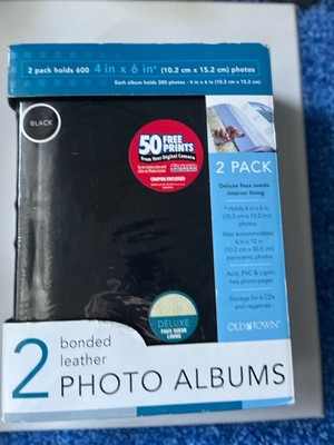 NEW Set of 2 Photo Albums Bonded Leather Old Town Holds 300 Photos Each SEALED-image