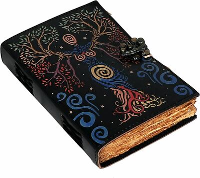 Tree Of Earth Handmade Leather Bound Writing Diary Journal Deckle Lock Notebook -image