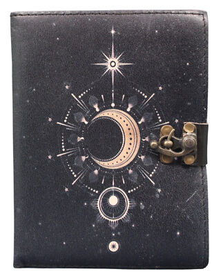 Genuine Leather Diary Blank Spell Book of Shadows Journal Vintage Black Notebook-image