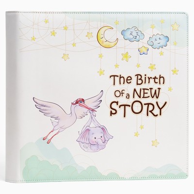 Leather-Bound Baby Memory Book Boy Girl - Beautiful Baby Scrapbook Album with...-image