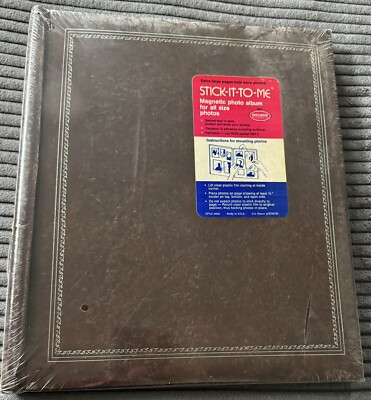 Vintage Holson Brown Stick-It-To-Me Magnetic Photo Album Sealed MM6 10.5 x 12.5”-image