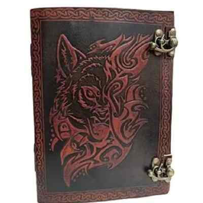 Leather Writing Journal Unique Celtic Heart Design Notebook With Unlined Paper-image