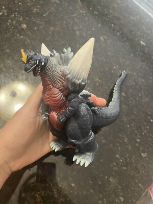 1998 BANDAI SPACEGODZILLA 6” Vinyl Figure Movie Monsters Series White Crystals-image