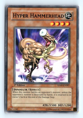 Yu-Gi-Uh Hyper Hammerhead #SD09-EN007 Structure Deck: Dinosaur's Rage tcg LP-image