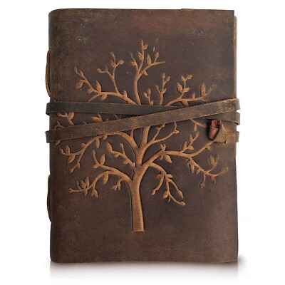 Indian Tree of Life Antique Vintage Handmade Leather Bound Journal Notebook-image