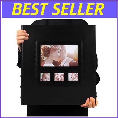 Elegant Faux Leather Photo Album - Holds 600 Photos 4x6 Horizontal & Vertical-image