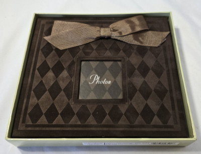 CR Gibson Deluxe Photo Album holds 40 photos 5x7 prints NOS Chocolate Harlequin-image