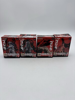 Lot Of 4-Bandai Godzilla Mechagodzilla Hedorah 65TH Anniversary 3.5