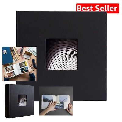 Hudson Black Leather Photo Album Holds 200 4x6 Photos - Wedding & Baby Keepsake-image