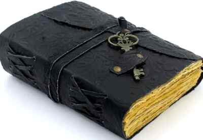 Vintage Leather bound Journal Antique Handmade Paper Notebook Diary Sketchbook-image