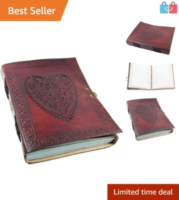 Premium Hand-Stitched Leather Journal 8 Inch - Vintage Charm with Lock Closure-image