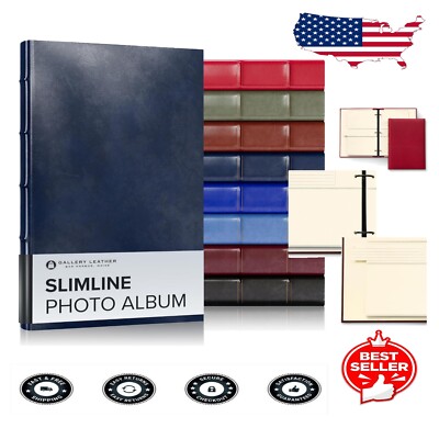 Slimline 4x6 Photo Album - 60 Pages of Elegant Memory Storage in Navy Leather-image
