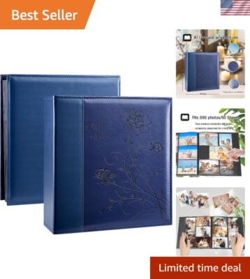Elegant Leather Photo Album - 500 Capacity for 4x6 Wedding & Family Memories-image