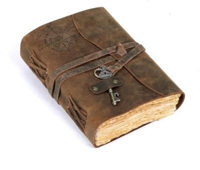  Compass Vintage Leather Journal Antique Handmade Leather Bound 4 Inch X 6 Inch-image