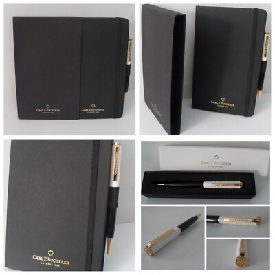 Carl F Bucherer Journal + Pen - Stunning Gold Trim Pen & Gold Edge Paper - NEW!!-image