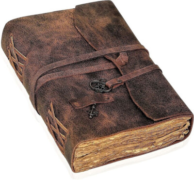 Leather Journal Antique Handmade Leather Bound Journal with Deckle Edge page-image