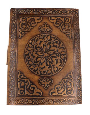 Leather Bound handmade Antique Blank Paper Notebook/Diary/Sketchbook floral S14-image
