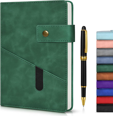 Green A5 Lined Leather Journal Notebook for Men Women,5.9