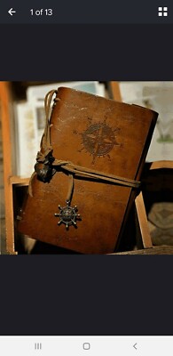 vintage leather journal spiral-bound diary sketchbook light brown -image