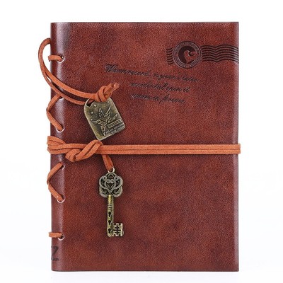 EvZ Leather Writing Journal Notebook, Classic Key Bound Retro Vintage Noteboo...-image