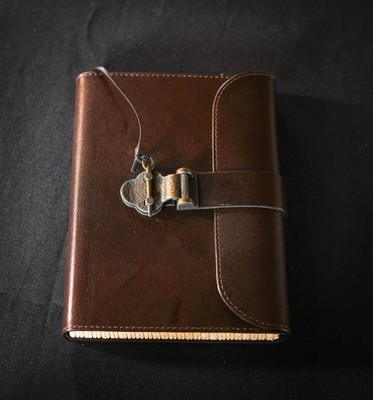 Italian Leather Journal Notebook Brown Ruled Page Deckle Edge Paper 6”x8”-image