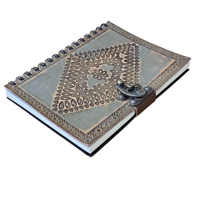 Luxury Spiral Bound Leather Diary Journal with Metal Closure | 100 Pages |-image