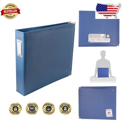 Customizable 12x12 Country Blue Faux Leather Photo Album for Memorable Occasions-image