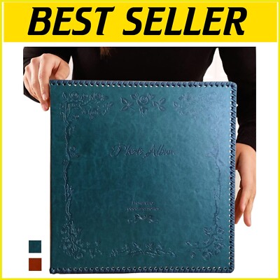 Elegant Photo Album with Vintage Leather Cover - 80 Self-Adhesive Pages-image