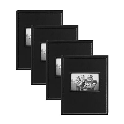 Debossed Photo Album Set Of 4 Black Photo Album Scrapbook With Capacity For 40 P-image