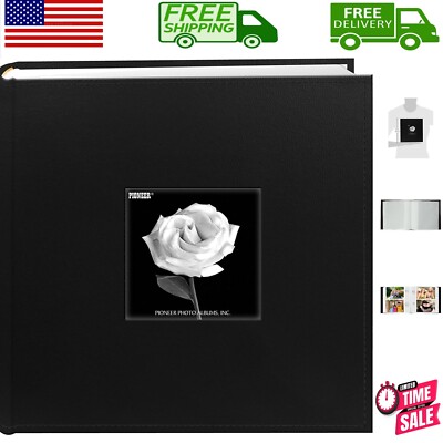 200 Pocket Black Sewn Leatherette Photo Album - Perfect for Special Occasions-image